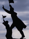 Buy Silhouetted Statues of Communist Revolutionaries at Statue Park, Budapest, Hungary at AllPosters.com