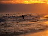 Man Fishing on Lake Tyers Beach at Sunset, Lakes Entrance, Australia