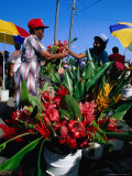 Buy Selling Flowers at the Roseau Market, Roseau, Dominica at AllPosters.com