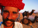 Buy Rajput Camel Driver at Pushkar Camel Fair, Looking at Camera, Pushkar, India at AllPosters.com
