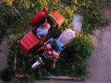 Buy Overhead View of Woman Sleeping in Sidecar of Motorcycle, Havana, Cuba at AllPosters.com