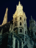 Towers of Stephansdom Cathedral at Night, Innere Stadt, Vienna, Austria