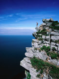 Standing on Edge of Cliff Top in the Valley of the Rocks, Exmoor National Park, United Kingdom