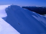 Skier on Cornice at Watsons Crags, Main Range in Winter, Kosciuszko NP, New South Wales, Australia