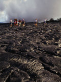 Buy Group of Tourists Crossing Lava Fields, Hawaii Volcanoes National Park, Hawaii (Big Island), USA at AllPosters.com