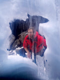 Buy Man Looking into Snow Cave, Maligne, Jasper, Canada at AllPosters.com