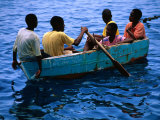 Boys Rowing Boat, Soufriere, Dominica