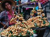 Woman with Food for Sale at Market Bangkok, Thailand