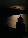 Buy Greek Orthodox Church Silhouetted by Moonlight, Fira, Greece at AllPosters.com