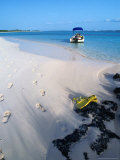 Buy Empty Beach with Snorkelling Gear and Sandy Footprints Near Georgetown, George Town, Bahamas at AllPosters.com
