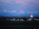 Small Town of Cayley with Rocky Mountains Behind, Canada