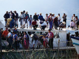 Passengers Standing on Roof of Boat on Lago De Atitlan, Santiago Atitlan, Solola, Guatemala