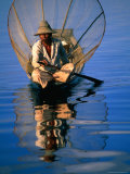 Buy Man in Traditional Boat on Lake, Inle Lake, Myanmar (Burma) at AllPosters.com