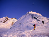 Mountaineers Climbing Ridge on Mountain, Huayna Potosi, Bolivia