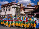 Buy Woman Selling Colourful Prayer Flags in Barkhor Square, in Front of Jokhang Temple, Lhasa, China at AllPosters.com