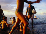 Buy Children Playing on the Shore, Funafuti Atoll, Tuvalu at AllPosters.com
