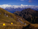 Campsite Below Kauri Pass with Chaukhamba Range in Background, Kuari Pass, Uttar Pradesh, India