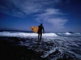 Surfer Entering Surf, Isla De Fuerteventura, Canary Islands, Spain