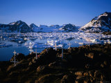 Buy An Old Graveyard on a Hill Overlooking Drift Ice and Snow Covered Mountains, Greenland at AllPosters.com