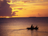 Buy Canoe at Sunset in Funafuti Lagoon, Funafuti Atoll, Tuvalu at AllPosters.com