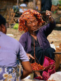 Buy Woman Weighing Chillies at Market, Shwenyaung, Shan State, Myanmar (Burma) at AllPosters.com