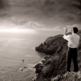 Buy Man Looking Through Telescope at Horizon at AllPosters.com