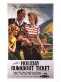 Great Britain - Family Trio on Holiday Runabout Savings British Rail Poster