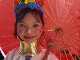 Thailand, Chiang Rai, Long Neck Karen Hilltribe, Long Neck Girl - Party Travel