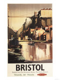 Bristol, England - Clifton Suspension Bridge and Boats British Rail Poster