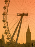 London Eye and Big Ben, South Bank, London, England