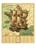 France Represented as a Ship - Panoramic Map