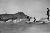 Honolulu, Hawaii - Surfers off Waikiki Beach Photograph
