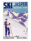 Buy Jasper National Park, Canada - Woman Posing Open Slopes Poster at AllPosters.com