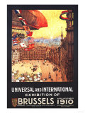 Buy Brussels, Belgium - Lebaudy Airship with World Flags at Expo at AllPosters.com