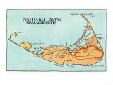 Nantucket, Massachusetts - Map of the Island