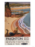 Buy Paignton, England - British Railways Girl Looking over a Cliff Poster at AllPosters.com