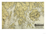 Buy Mount Desert Island and Coast of Maine - Panoramic Map at AllPosters.com