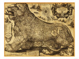 Leo Belgicus of the Netherlands and Belgium - Panoramic Map