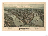 Pittsburgh, Pennsylvania - Panoramic Map