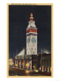 San Francisco, California - Evening View of Ferry Building