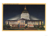 San Francisco, California - Evening View of City Hall