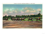 Saratoga Springs, New York - Jockeys Finishing Horse Race at Race Track