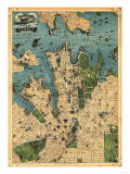 Sydney, Australia - Panoramic Map