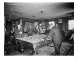 Group of Gentlemen Playing Pool at Billiards Hall Photograph