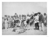 Lakota Indians Skinning Cattle Photograph - Pine Ridge, SD