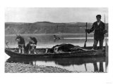 Trapper in Canoe with Hides and Dogs Alaska Photograph - Alaska