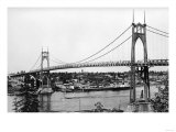 Portland, OR View of St. John Bridge over Columbia Photograph - Portland, OR