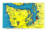 Buy Sportsman and Tourist Map, Olympic Peninsula - Olympic National Park at AllPosters.com