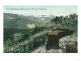 View of Snow Sheds over Train Tracks in Mountains - Northern California