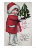 All Happiness at Christmas Tide - Child Holding a Tree